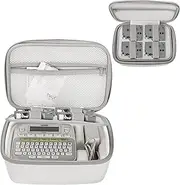 CROTIRAD Carrying Case Compatible with Brother P-Touch PT-D220/PT-D210 Label Maker, Portable Storage Holder Case Fits for Brother Label Maker, Label Tapes, AC Adapter, Battery，CASE ONLY, White