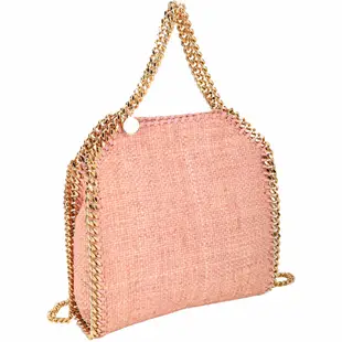 Stella McCartney Falabella 小款 編織椰葉金鍊手提/斜背兩用包(粉色)