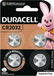 Duracell Specialty Lithium Coin CR2032, 4 Pack Batteries