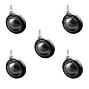 3 Inch Bright Chrome Soft Tread Ball Caster –5/16 Inch Threaded Stem–Set of 5