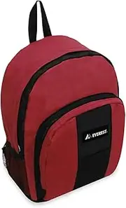 [Everest] Luggage Backpack with Front and Side Pockets, Burgundy/Black, One Size, Backpack With Front and Side Pockets