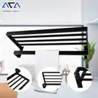 ACA Bath Square Towel Shelf Double Rack Rail Wall Mounted Stainless Steel 600mm