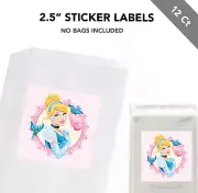 12 Cinderella Princess 2.5" Sticker Label Bag Treat Box Party Favor Kids