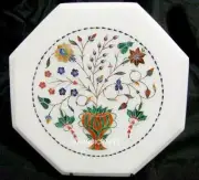 Marble Coffee Corner End Table Top Hakik Floral Inlaid Table From Agra