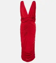 [Magda Butrym] Magda Butrym Ruched draped midi dress AU 14 red