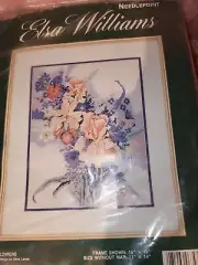Elsa Williams Morning Flowers Iris Needlepoint Tapestry Kit 15x18 Wool Yarn