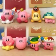 8pcs/set Anime Games Kirby A Action Figures Toys Pink Cartoon Kirby PVC Cute