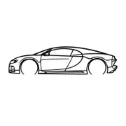 Ignite Laser Bugatti Chiron Silhouette Metal Wall Art Rustic Metal 47inch/120cm
