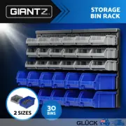 30 Bin Wall Mounted Storage Rack Shelf Organiser Garage Bolts Tools Containers