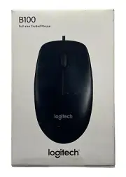 Logitech B100 Corded Mouse Wired USB 2.0 Computers Laptops Left/Right Ambidextro