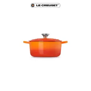 【Le Creuset】典藏琺瑯鑄鐵鍋圓鍋 18cm(火焰橘-鋼頭)