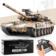 BESTYMXY RC Tank Russian T-90 Main Battle Tank, 1/16 2.4ghz Remote Control Tank Vehicles Model with Sound & Light for Ages 14+