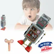 Walking Tin Robot Mechanical Vintage Wind Up Kids Toy Gift Clockwork Metal