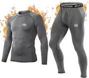 [MeetHoo] Men's Thermal Underwear Set, Base Layer Long Sleeve Top Long Johns Compression Shirt Bottom Suit Winter Warm Running Sport