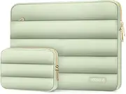 [MOSISO] 15-15.6 inch Laptop Case, 16 inch Puffy Laptop Sleeve Compatible with MacBook Pro 16, HP Dell ASUS Acer Toshiba Lenovo Notebook Computer, Polyester Horizontal Bag with Small Case,Sage Green
