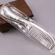 Pure S999 Fine Silver Comb Lucky Hundred Fu Healthy Hair Comb 51-52g 5.7in
