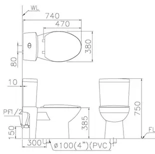 FUO衛浴: 凱撒品牌  二段省水分體馬桶     CF1240-20/CF1340-30 虹吸式