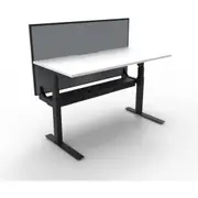 RAPIDLINE NEW PARAMOUNT ELECTRIC SINGLE HEIGHT ADJUSTABLE WORKSTATION With Screen 1 Person W1500 x D780 x H655-1259mm Natural White/Black