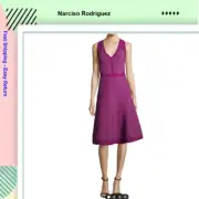 $1695 Narciso Rodriguez Women's Block Grid Flared Dress Purple size 46