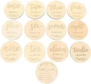 TOYANDONA 13pcs Wooden Baby Milestone Cards for Photo Props Monthly Milestone Discs Baby Shower