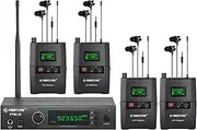 Phenyx Pro Wireless in-Ear Monitor System, Stereo IEM System with Rack Mount Kit, 89 Frequencies, 900MHz UHF Band, 164ft Range, Ideal for Stage & Studio (4 Bodypacks with Transmitter)