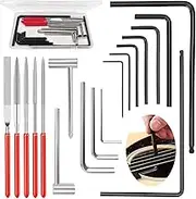 Yuahar 18Pcs Guitar Allen Wrench Set W 7mm & 8mm Truss Rod Hex Box Wrenches, 4mm & 5mm Lengthened Truss Rod Allen Wrenches, Mini Needle Files for Guitar Bass Neck Bridge Nut Screw Adjustment