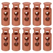 30Pcs 4mm Cord Lock Plastic Double Hole Spring Toggle Stoppers, Camel