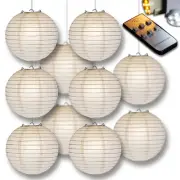 PaperLanternStore.com 12" Cool White Paper Lantern Party Pack with Remote Con...
