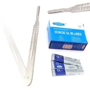 100 Scalpel Blades #24 Surgical Dental ENT Instruments with Free #4 Handle