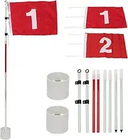 KVMORZE Golf Flagstick 6ft, Nylon Pin Flag ABS Hole Cup Set, Portable 5 Section Design Numbered Flags for Driving Range Backyard, Putting Green Flags for Golf Practice (Medium, 1.2, Pack)