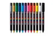 Uni PC1M Posca Poster Markers Extra Fine Bullet Tip 1mm Assorted Pack 12
