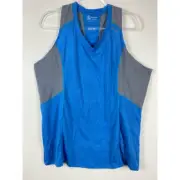 Cabelas XPG Womens Tank Top Blue Gray Color Block V Neck Racerback Plus 2XL New