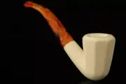 Octagon Hand Carved Block Meerschaum Pipe with custom CASE 11994