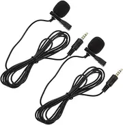 JOINPAYA Live Phone Pc Recording Clip-on Mic Mini Lapel Mic Amplifier Black Set of 2