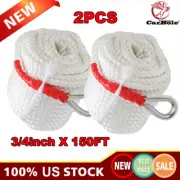 2PCS 3/4"x150' Twisted Three Strand Boat Anchor Mooring Rope Dock Line 13000LB