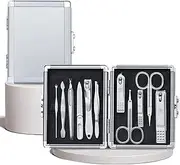11Pcs Professional Nail Clippers Kit Pedicure Care Tools Stainless Steel Grooming Kit with Luxury Metal Box Manicure Set