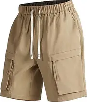 [Generic] Shorts Black Trousers Men Slim Fit Compression Shorts Men Work Waist Hiking Trousers Elasticated Waist White Cycling Padded Compression with Attached Wide Leg