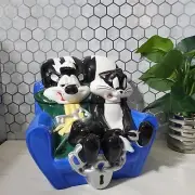 Pepe Le Pew and Penelope Looney Tunes Lock and Key Couch Cookie Jar Warner Bros