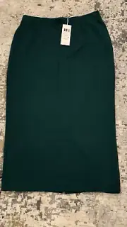 Eileen Fisher $218 High Waisted C/L Tencel Ponte Skirt SzXS Pine R8TLU-S2133M