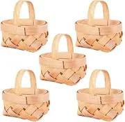5pcs Mini Wood Baskets Small Woven Hand Baskets for Decor Natural Aesthetic for Fruits Vegetables Jewelry and More