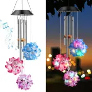 Solar Wind Chimes for Outside, Hydrangea Flowers Solar Wind Chime, Color Chan...