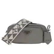 Prada Nappa Antique Shoulder Bag Multi Pocket Grey 1BH198 New