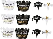 CIMAXIC 3 Sets Graduation Cake Decoration of Creative Cupcake Toppers Rims for Celebration Stunning and Safe Decorations for Cakes Cupcakes Ice More