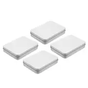 Metal Tin Box Containers, 4Pcs 4.5x3.4x0.9 Inch Portable Storage Box, Silver