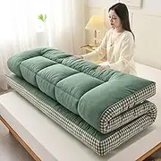 Japanese Futon Floor Mattress Double/Single Portable Mattress Soft Breathable Suitable for Home Guest Room Camping(Green,150x200cm)