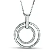 0.13 CT. T.W. Natural Diamond Double Circle Pendant in Sterling Silver