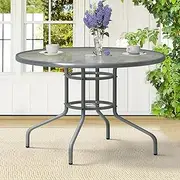 ALFORDSON Outdoor Patio Bistro Desk, R90*70cm, Round Grey, Metal Frame Conversation Set Table for Chairs UV-Resistant, Outdoor Dining Table for Swimming Pool Lawn