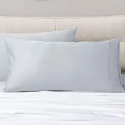 Set of 2 Luxton 100% 1000TC Cotton King Size Pillowcases Light Grey Sateen Cotton Silvery Grey Hotel-Level Luxury Pillowcase 2pcs Pair (King Size 50x90cm, Light Grey)