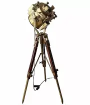 Vintage Brass Antique Nautical Searchlight Floor Lamp Spot Light Tripod Stand