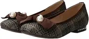 Bridget Birkin(ブリジットバーキン) 541528 Women's Big Pearl Ribbon Flat Shoes, Brown Miscellaneous Material, 22.5 cm